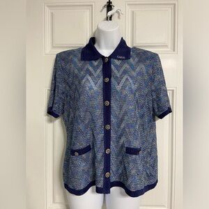 2- CARTE KNIT Chevron Stripe Padded Blazer Top